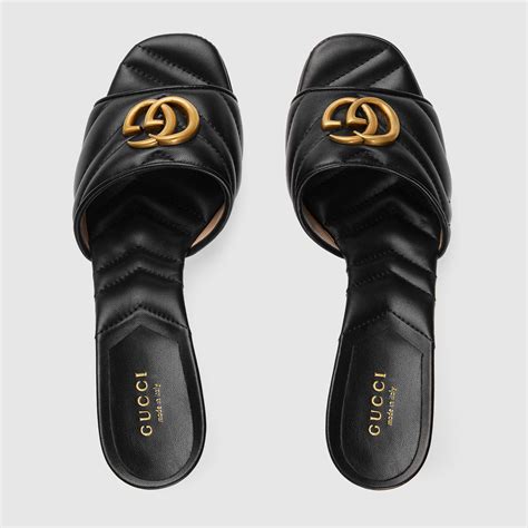 gucci all black double g slide|Gucci closed toe sandals.